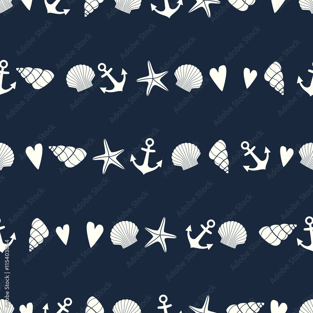 Fototapeta Nautical seamless pattern with