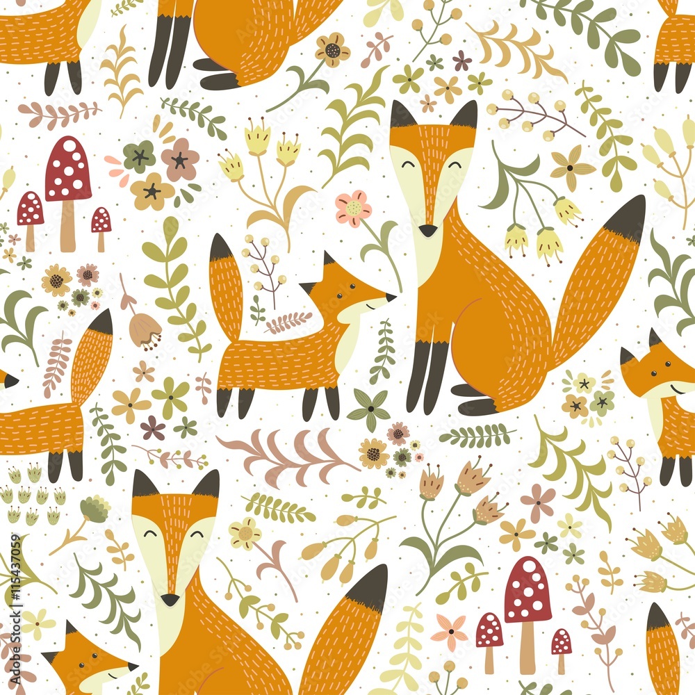 Tapeta Adorable seamless pattern with