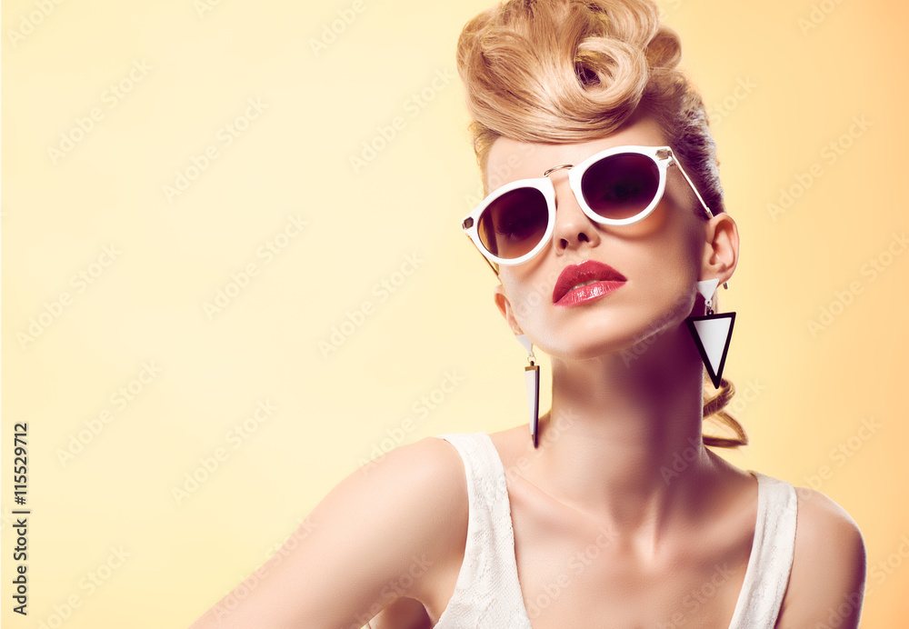 Obraz Tryptyk Fashion portrait Hipster Model
