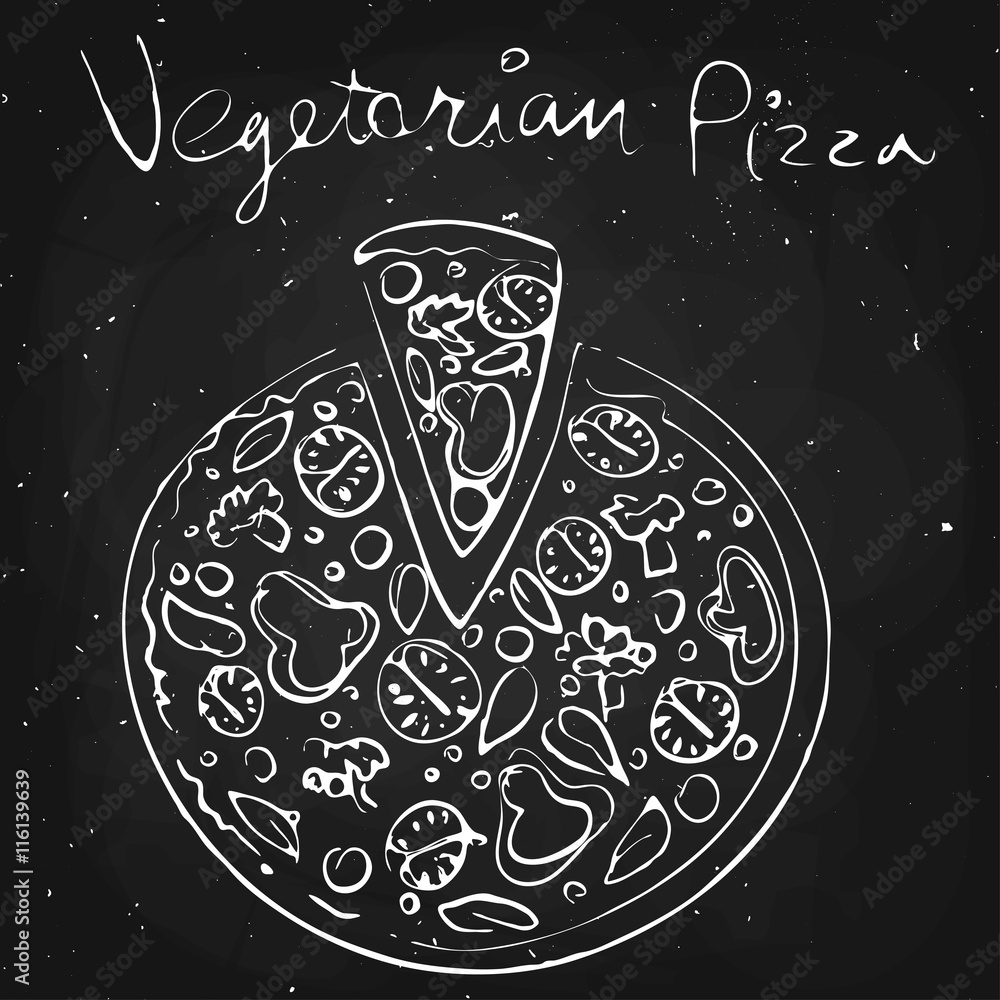 Obraz Dyptyk Vegetable pizza, drawn in