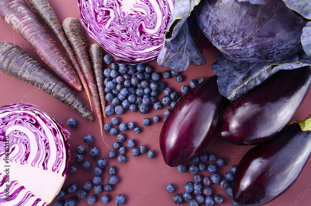 Obraz Pentaptyk Purple fruits and vegetables