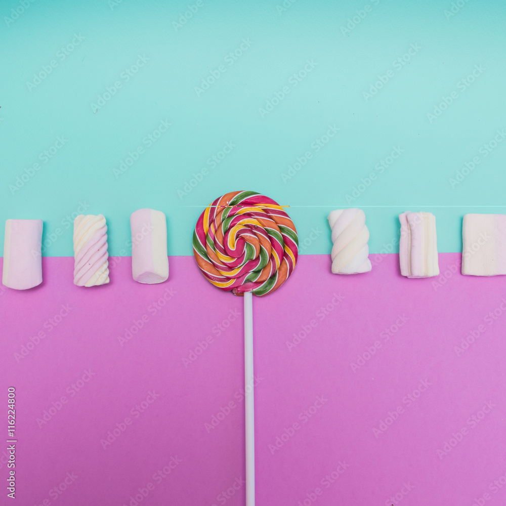 Obraz Pentaptyk Lollipop and Marshmallow in