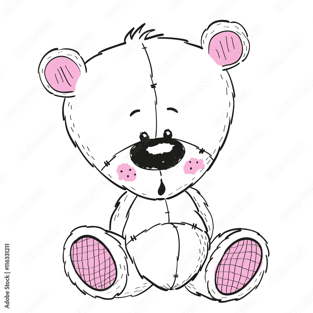 Obraz Kwadryptyk Drawing Teddy