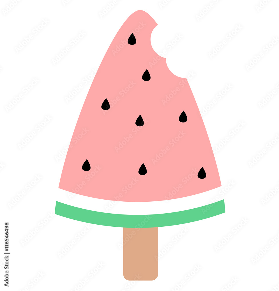 Obraz Tryptyk cute watermelon bitten ice
