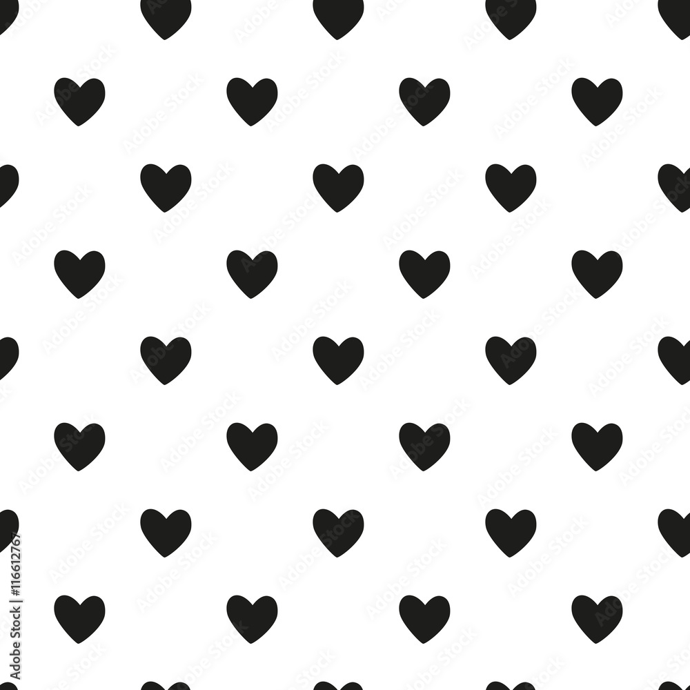 Fototapeta Black hearts sewamless pattern
