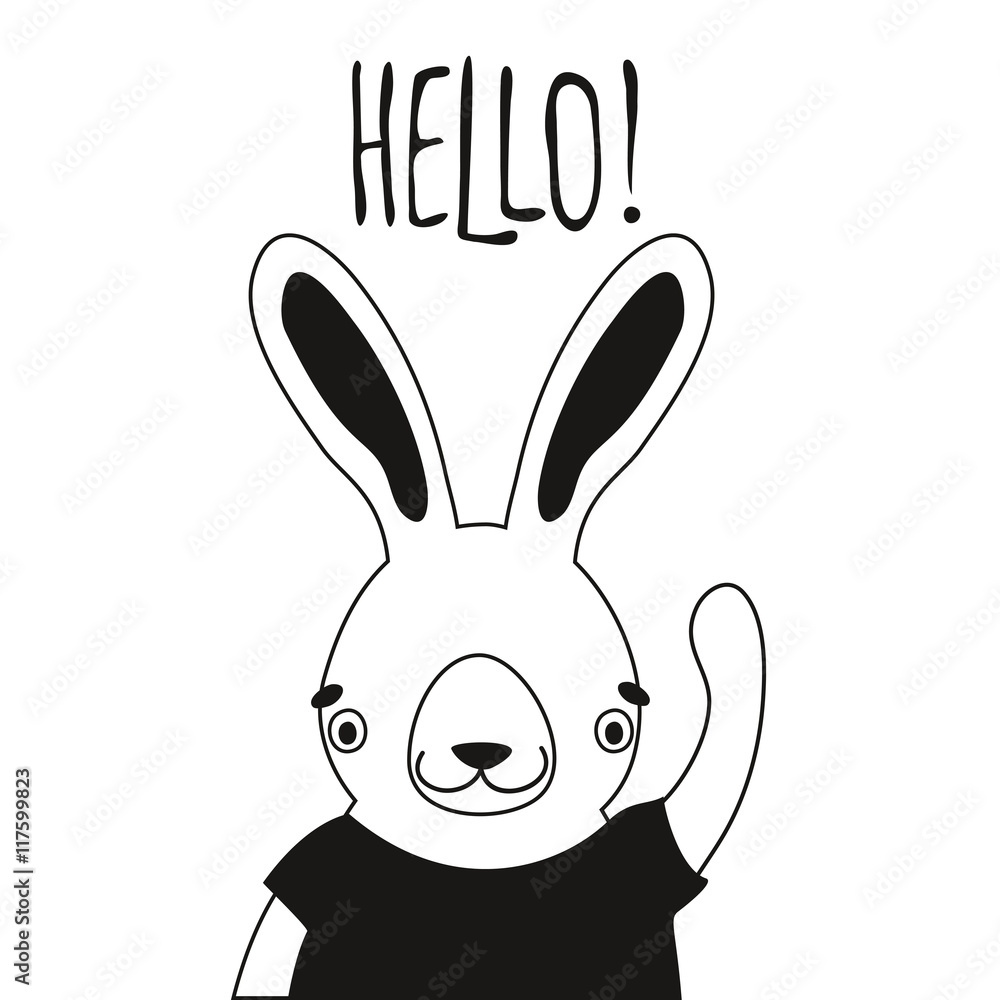 Obraz Tryptyk Illustration of cute rabbit in