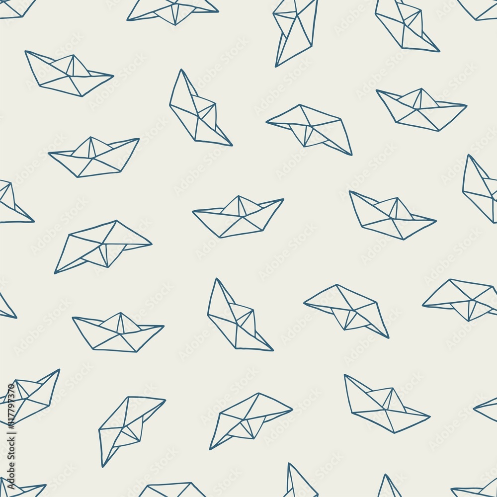 Tapeta Paper boat seamless pattern