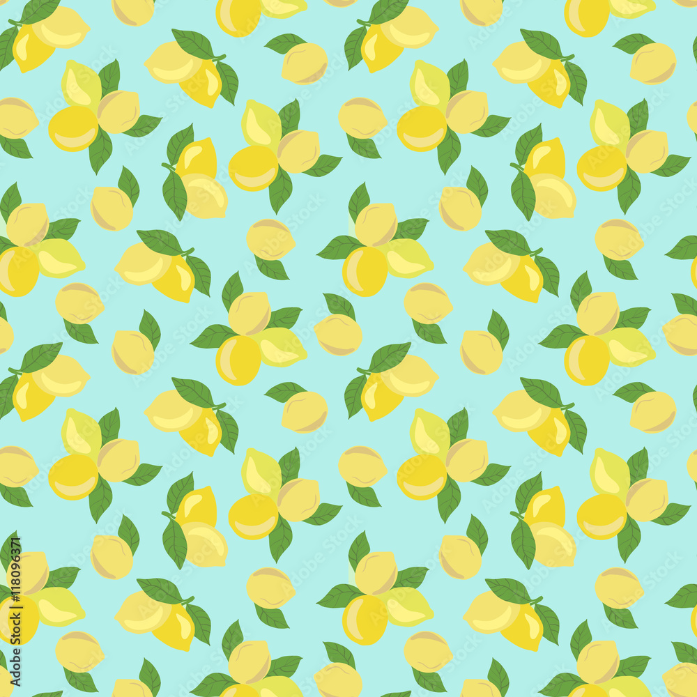 Tapeta hand drawn lemons with leaves