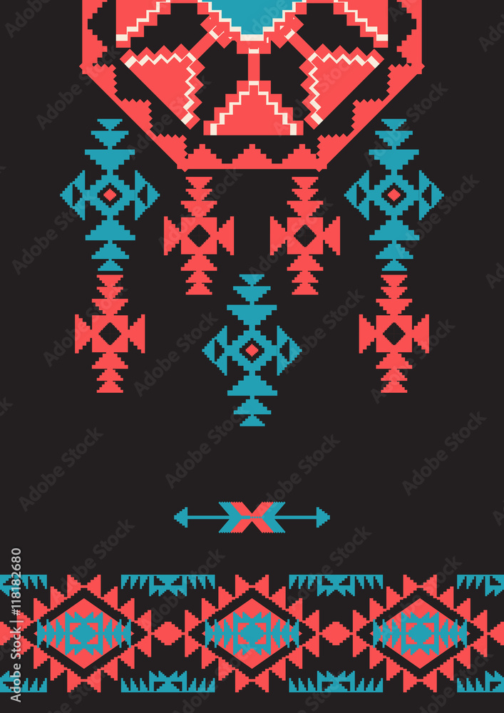 Obraz Pentaptyk Navajo style design