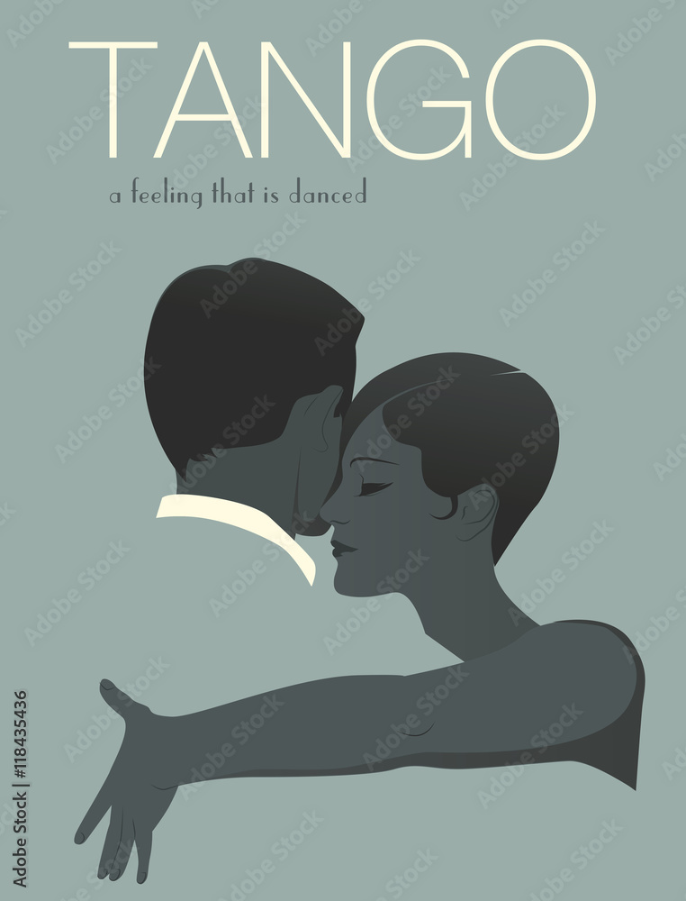Obraz Kwadryptyk Young Couple Dancing tango