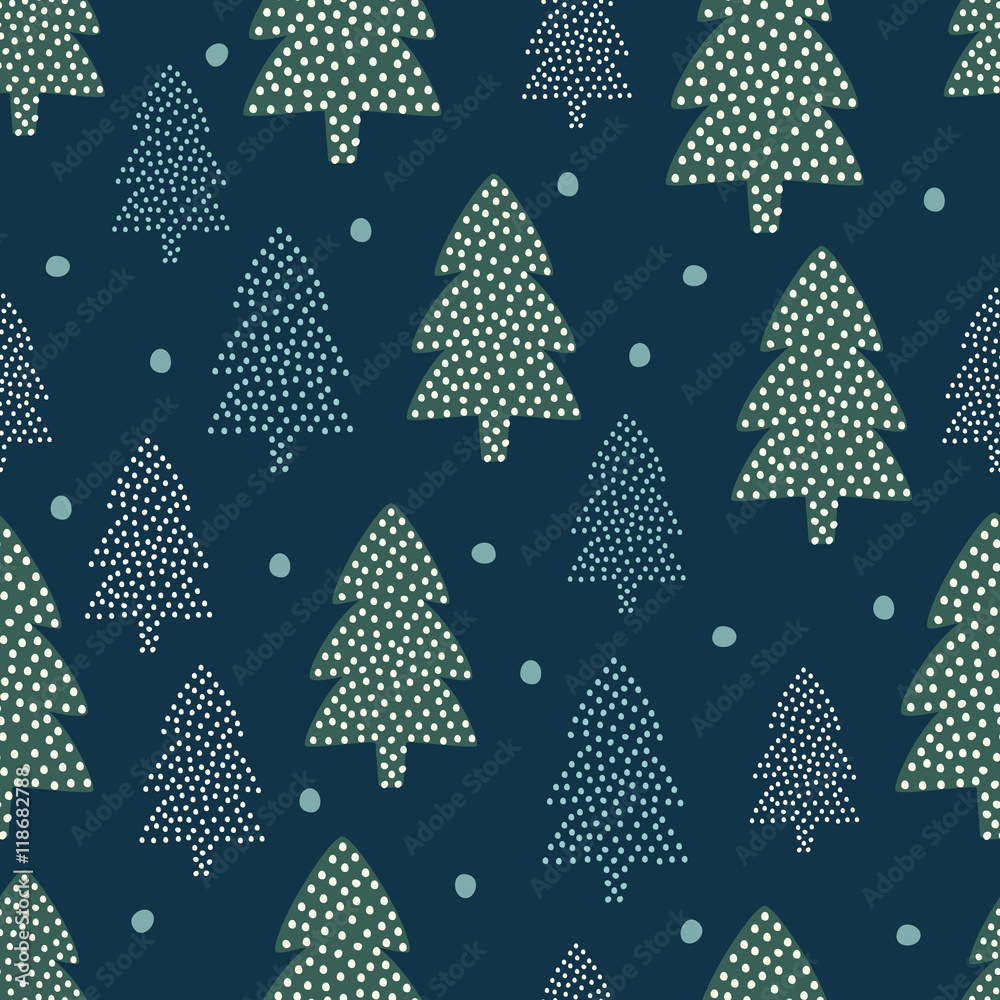 Tapeta Christmas pattern - Xmas trees