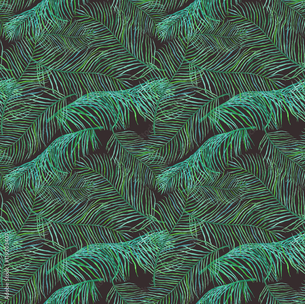 Tapeta Watercolor palm leaves