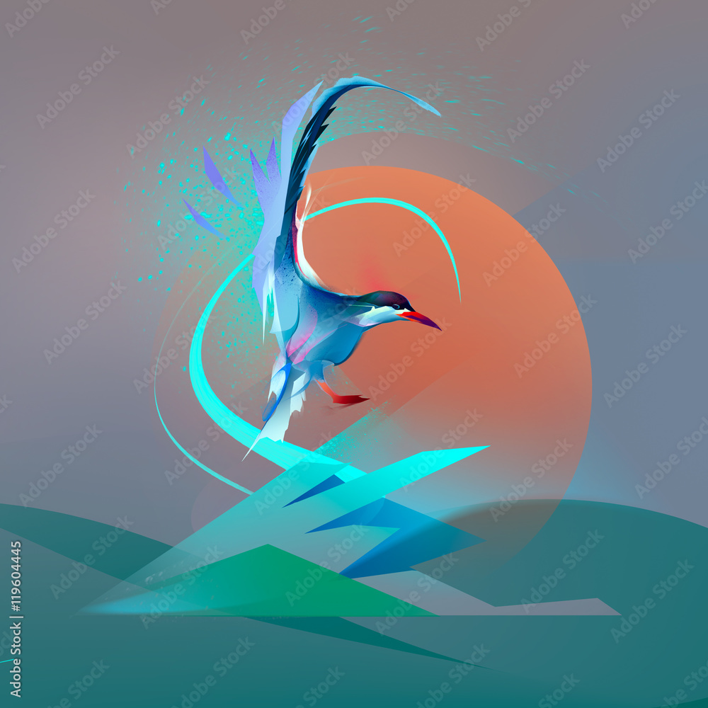 Obraz Pentaptyk Bird seagull tern