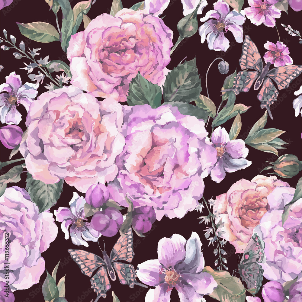 Fototapeta Seamless background with roses