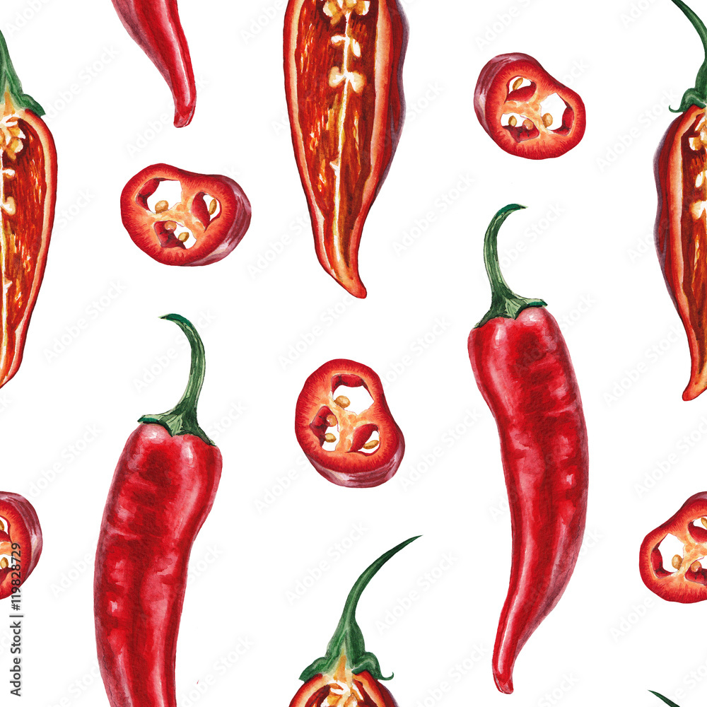 Tapeta Watercolor chili pepper