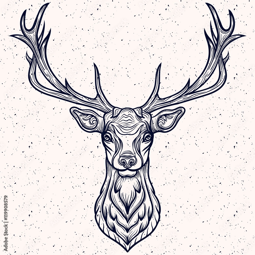 Obraz Pentaptyk Whitetail Deer Head.