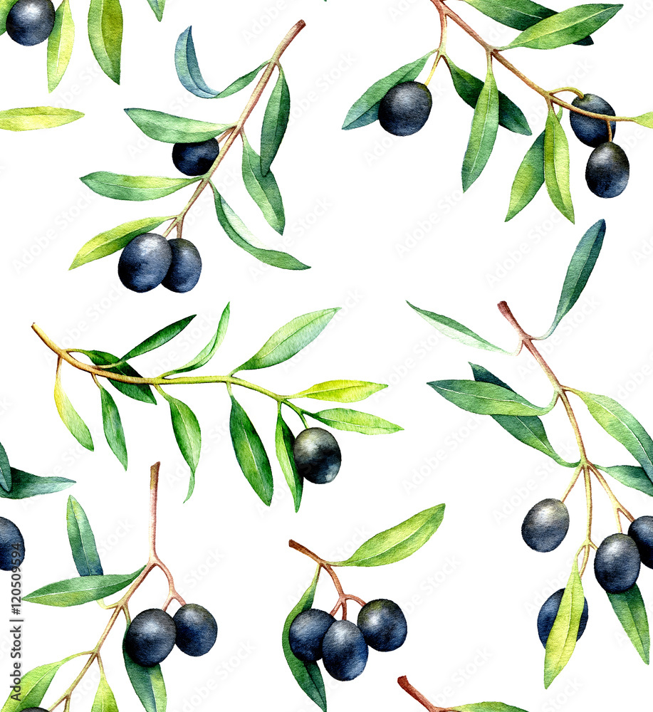 Obraz Tryptyk Seamless pattern with olive
