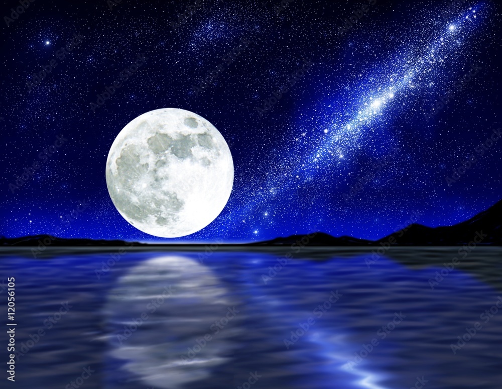 Obraz Kwadryptyk moon over water
