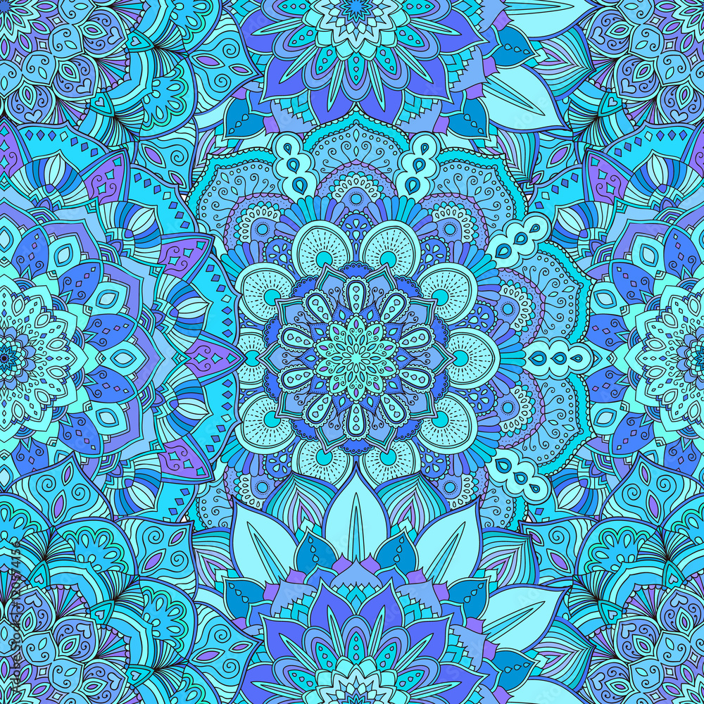 Tapeta Flower Pattern Intricate Blue