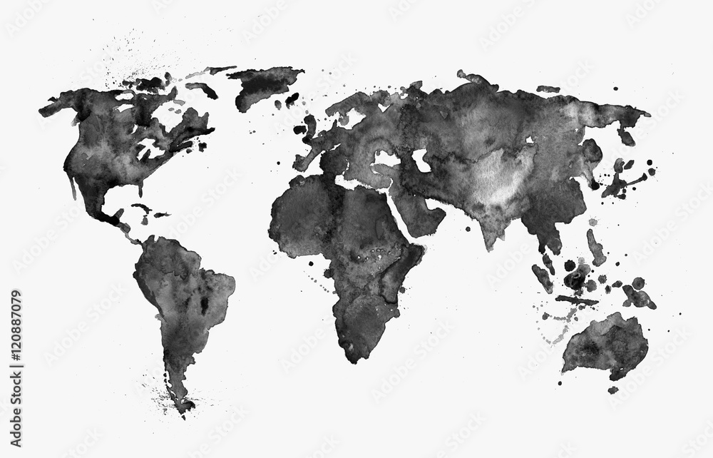 Obraz Pentaptyk Illustrated map of the world