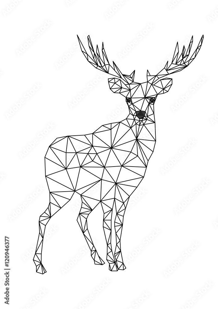 Obraz Tryptyk Low poly character of deer.