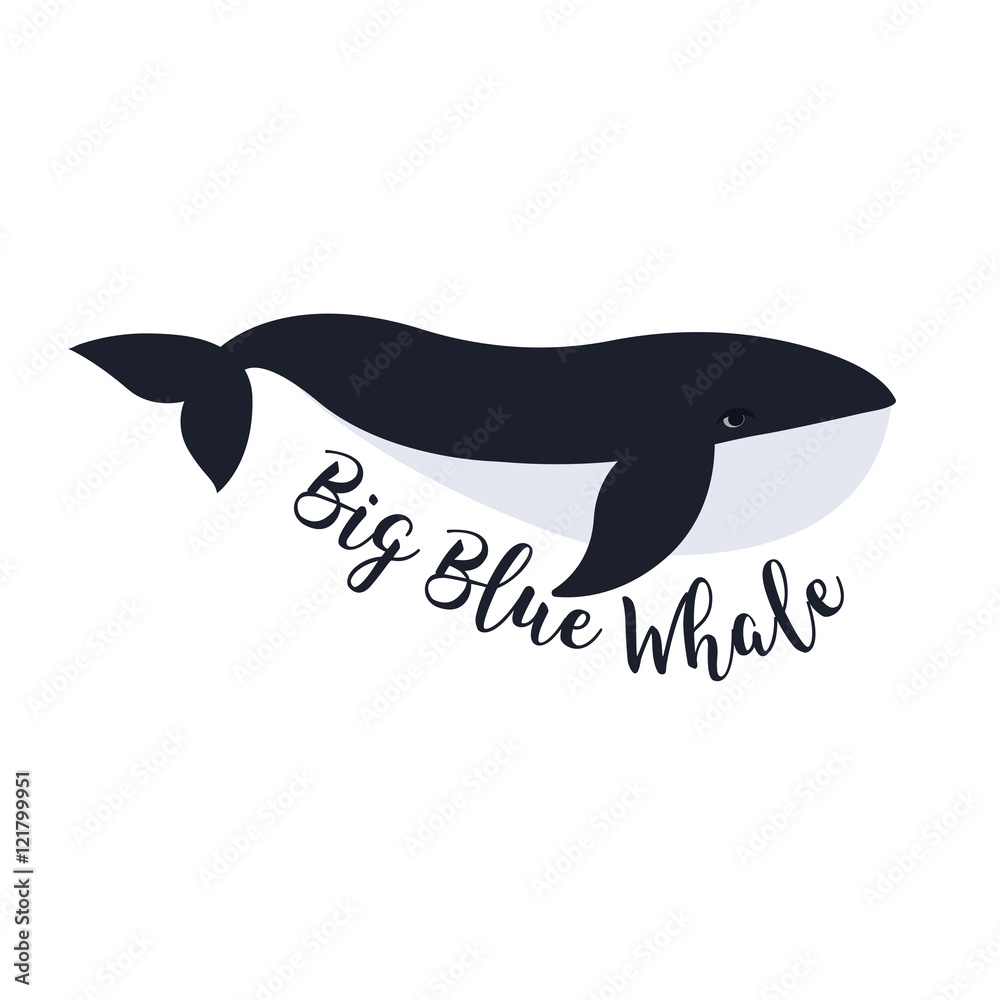 Obraz Tryptyk Vector illustration of whale.