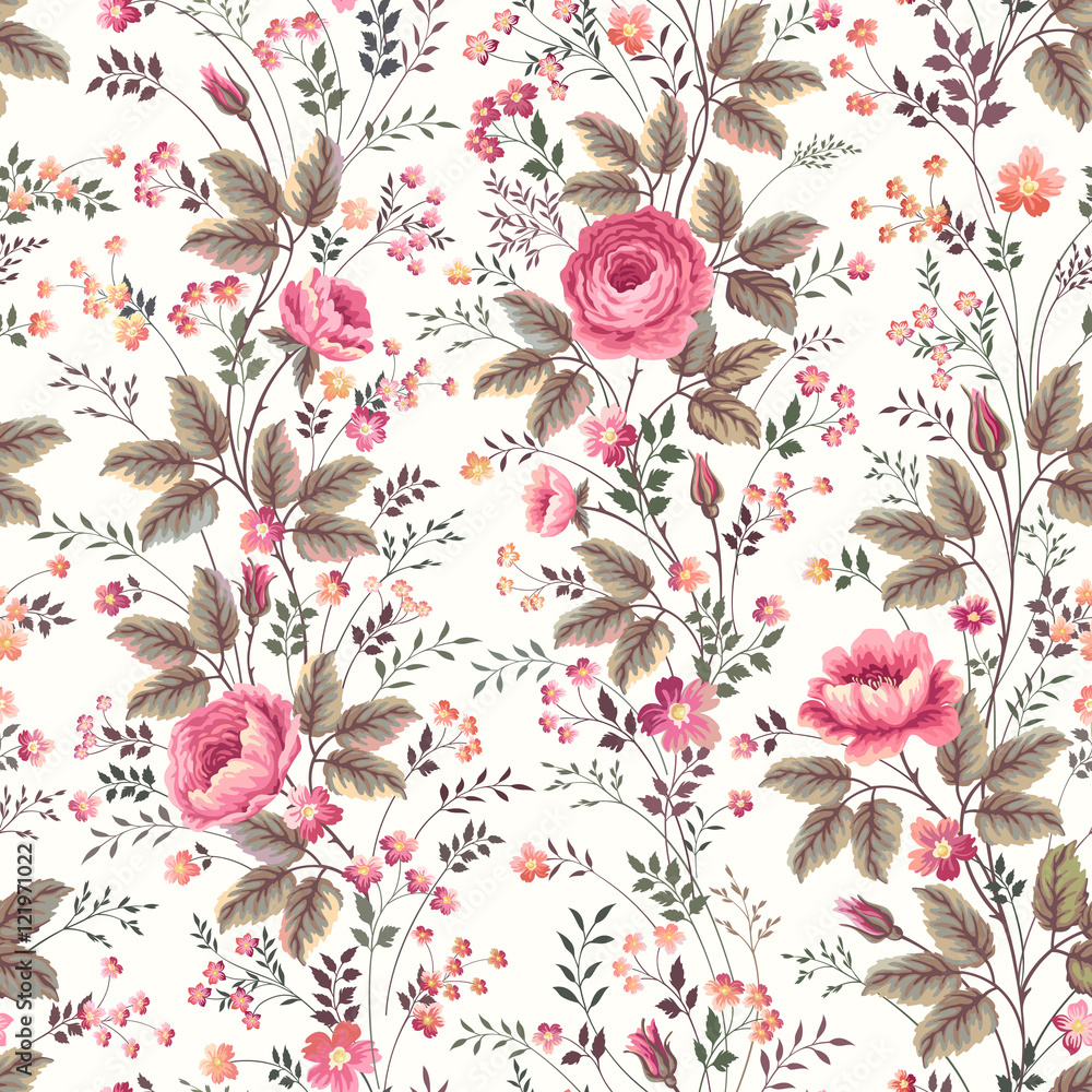 Tapeta seamless floral rose pattern