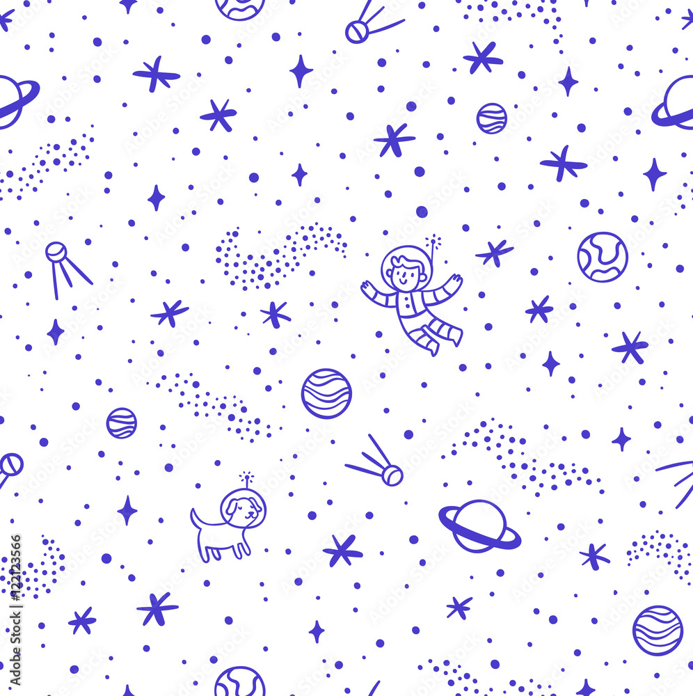Tapeta Space doodle seamless pattern