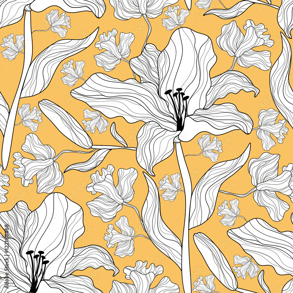 Tapeta Seamless pattern with lily