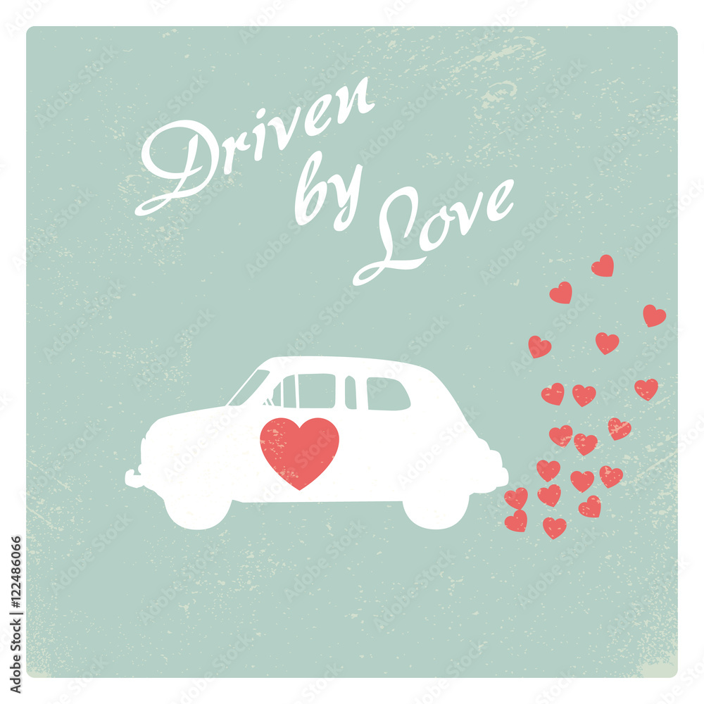 Obraz Tryptyk Vintage car driven by love