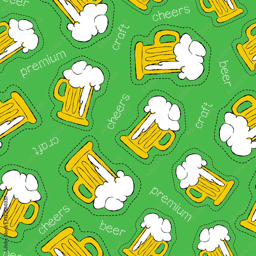 Obraz Tryptyk Hand drawn beer patch icon