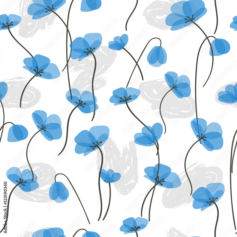 Tapeta Delicate blue flowers seamless