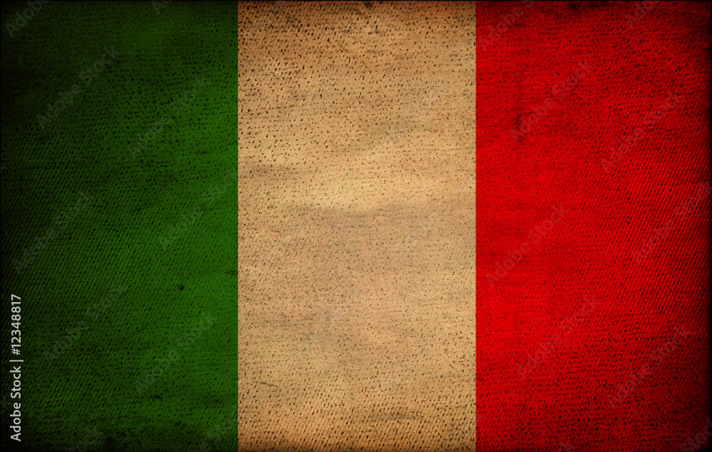 Obraz Tryptyk Italian flag on vintage paper