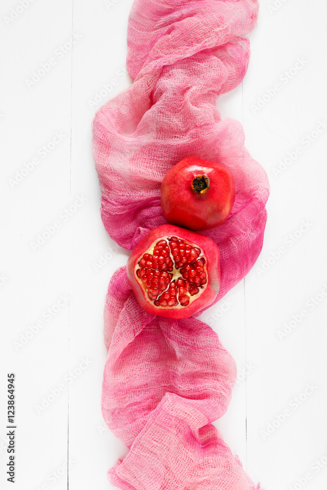 Obraz na płótnie top view of a ripe pomegranate