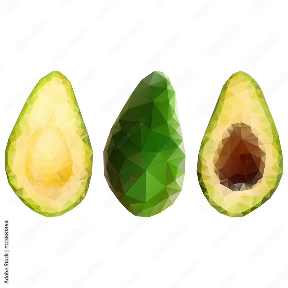 Obraz Pentaptyk Delicious avocado polygonal