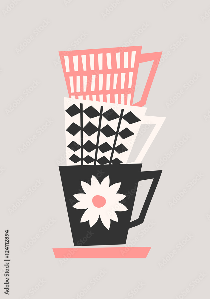 Obraz Tryptyk Retro Coffee Cups