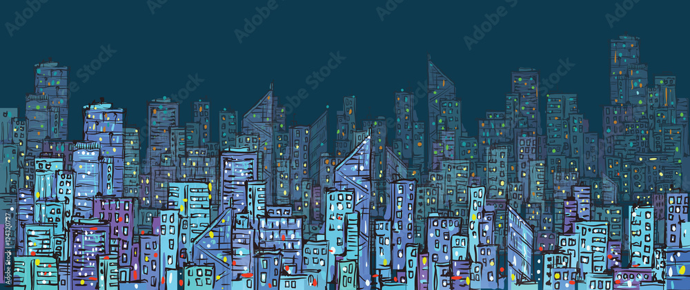 Obraz Dyptyk City background, hand drawn