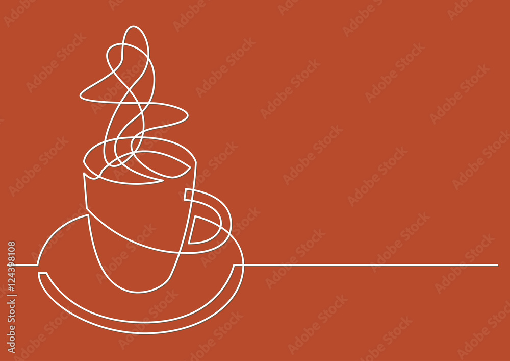 Fototapeta continuous line drawing of cup