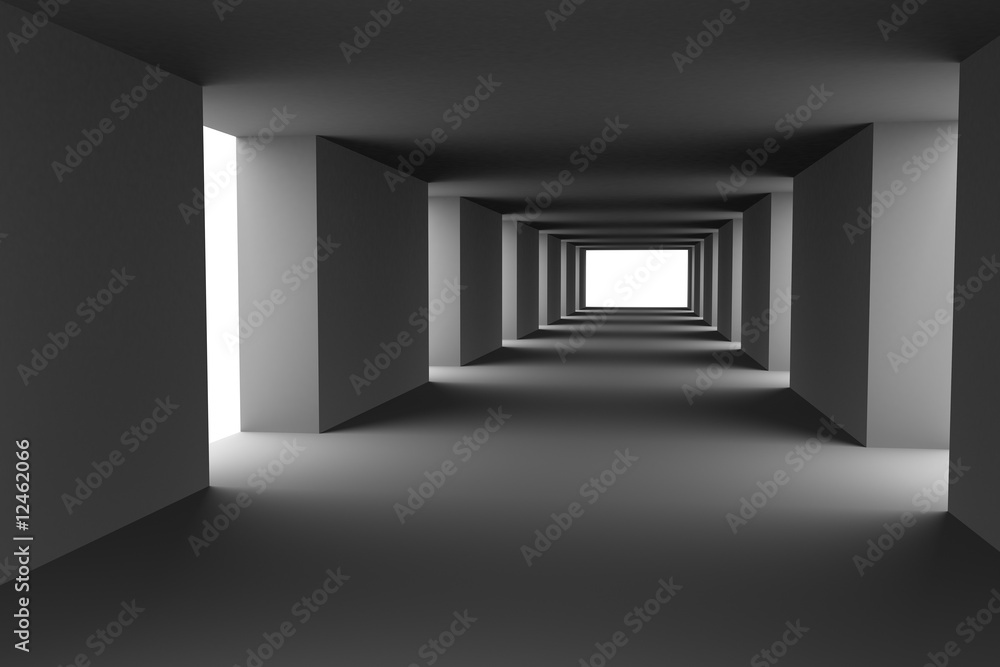 Fototapeta Tunnel with changing light and