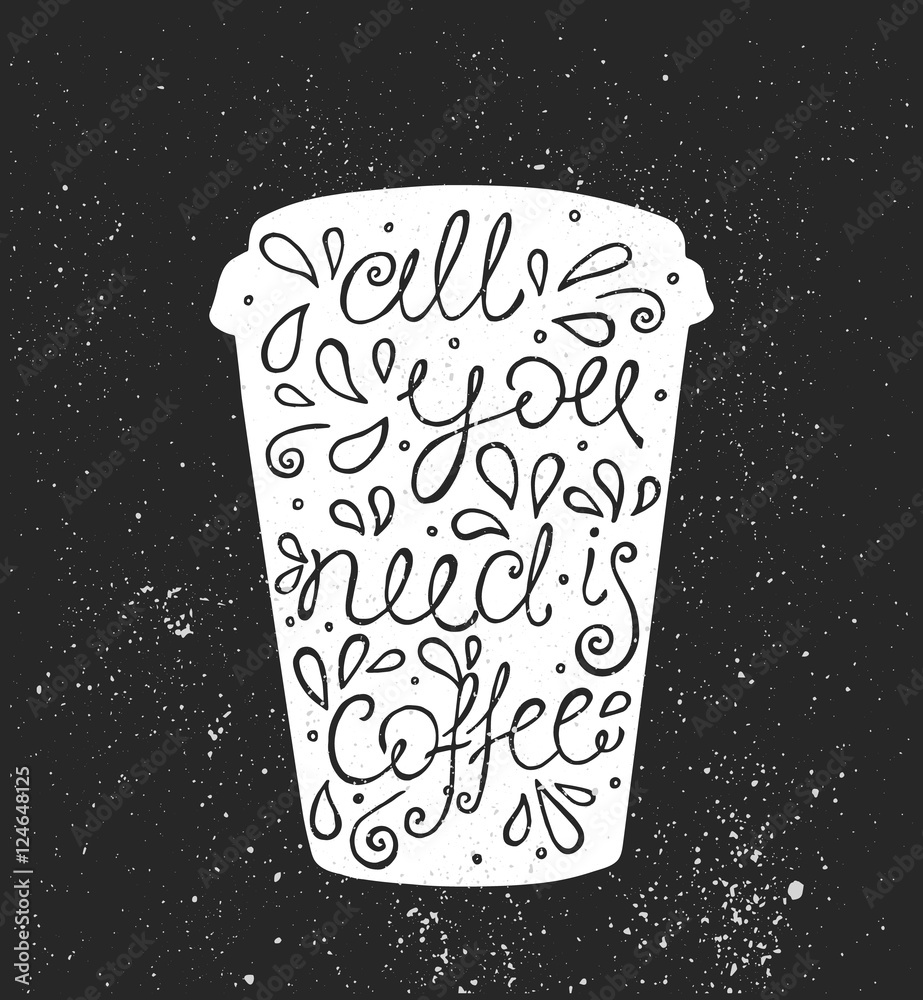 Obraz Kwadryptyk All You Need is Coffee - hand