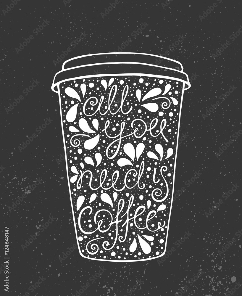 Obraz Kwadryptyk All You Need is Coffee - hand