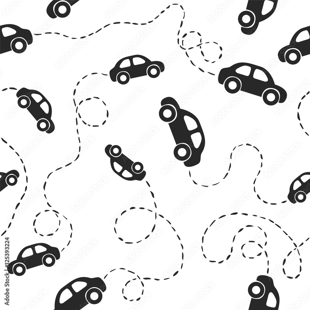 Tapeta Seamless pattern - cars. Black