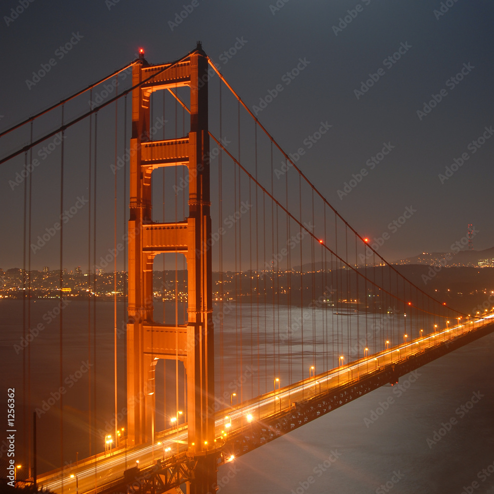 Obraz Dyptyk golden gate by night from