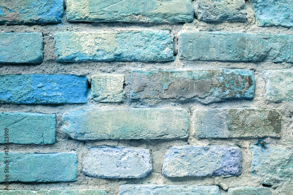 Obraz Pentaptyk old blue brick wall background