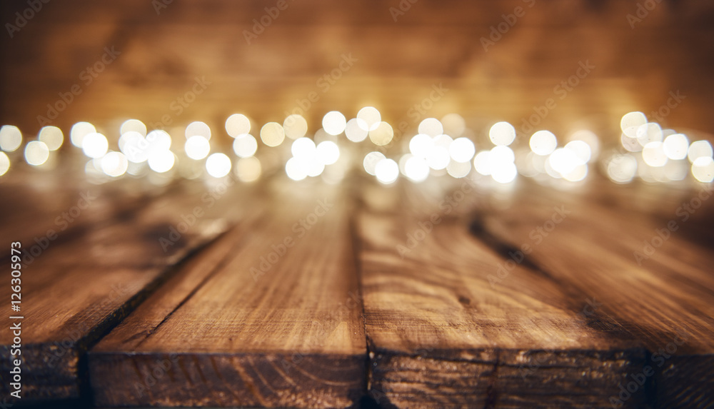 Obraz Kwadryptyk lights on wooden rustic