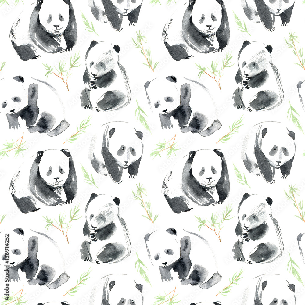Tapeta Seamless pattern with panda