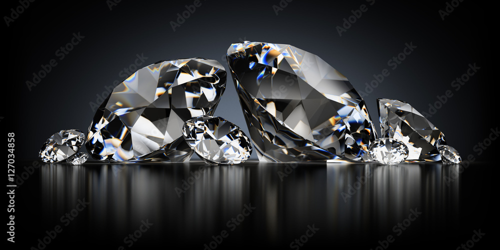 Obraz Tryptyk Diamonds on a Black Background