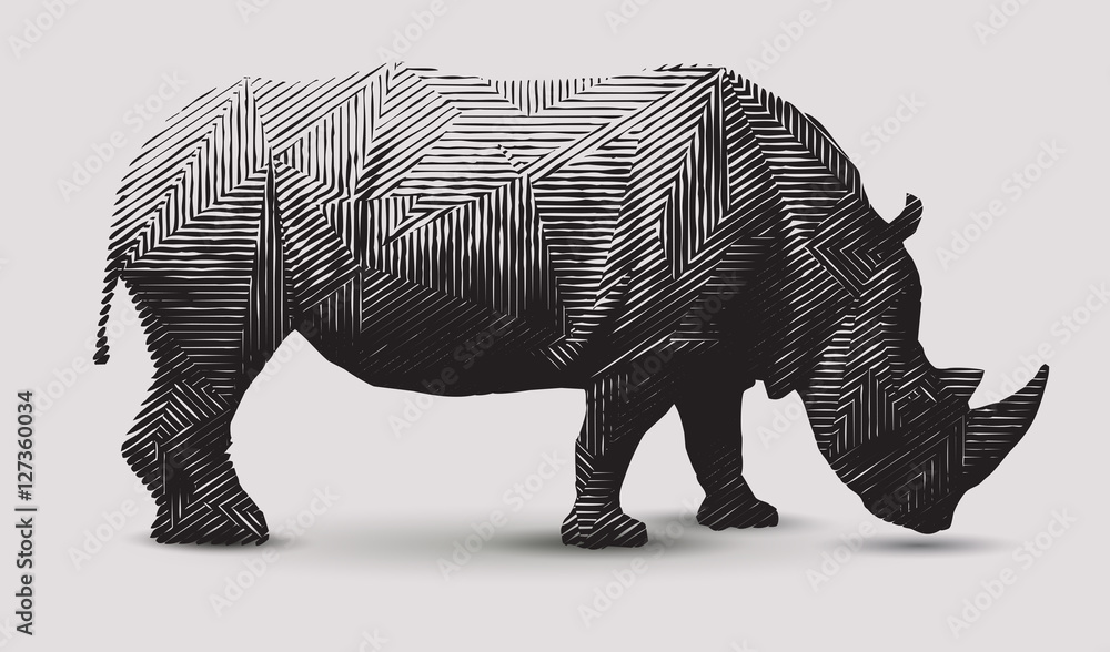 Obraz Tryptyk Vector rhinoceros