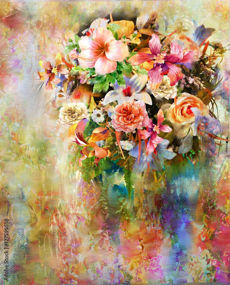 Obraz na płótnie Abstract colorful flowers
