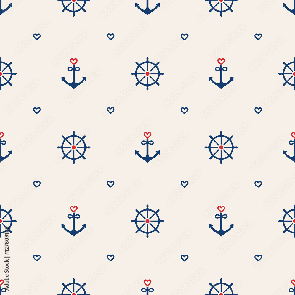 Tapeta Nautical seamless pattern